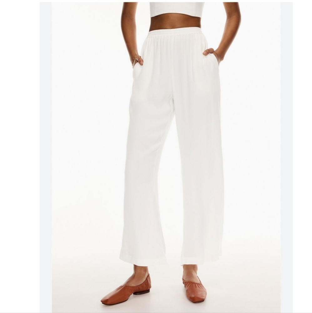 Wilfred Overture Resort Elasticized Drapey High Waisted Pants Sz S birch white